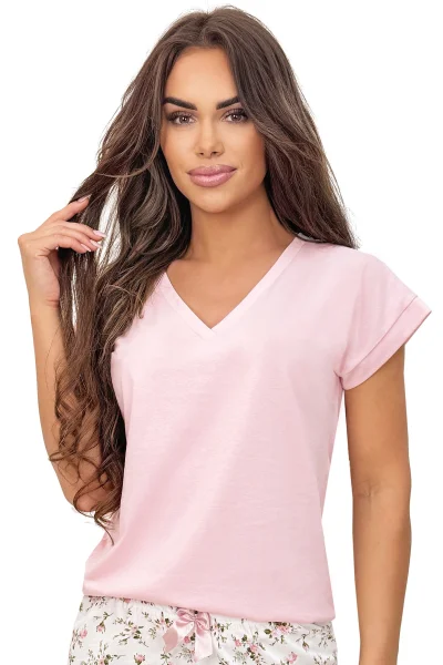 Dámské krátké pyžamo Emila - Ecru-růžová