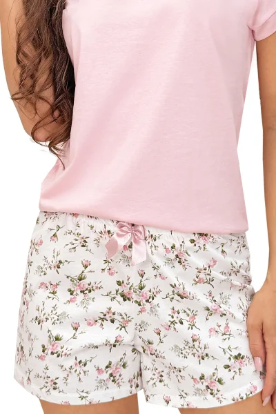 Dámské krátké pyžamo Emila - Ecru-růžová
