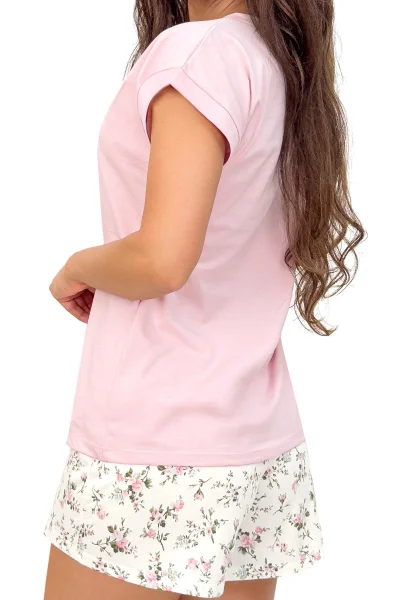 Dámské krátké pyžamo Emila - Ecru-růžová