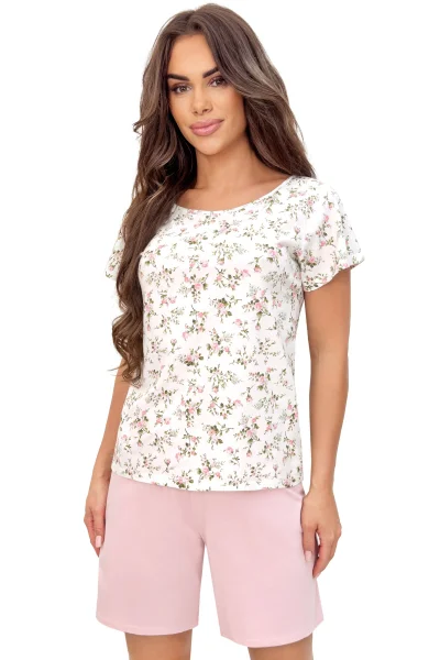 Dámské pyžamo Emilia - bavlna - Ecru-růžová