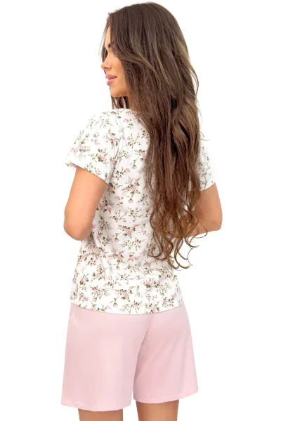 Dámské pyžamo Emilia - bavlna - Ecru-růžová