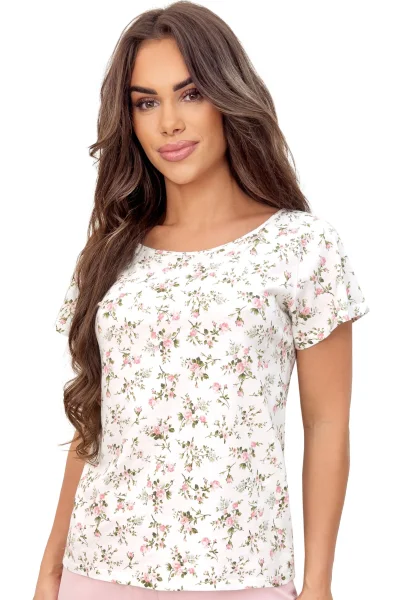 Dámské pyžamo Emilia - bavlna - Ecru-růžová