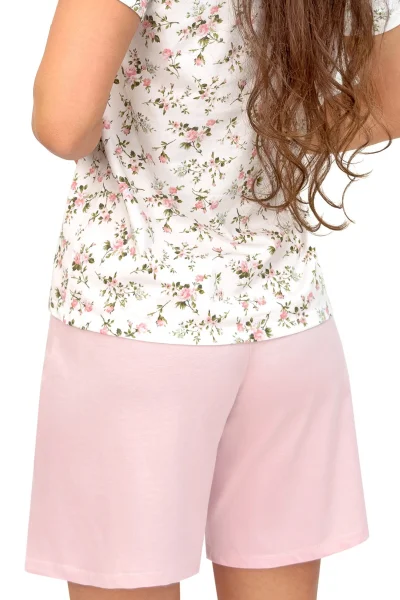 Dámské pyžamo Emilia - bavlna - Ecru-růžová