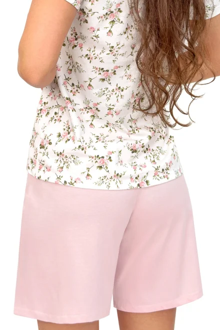 Dámské pyžamo Emilia - bavlna - Ecru-růžová