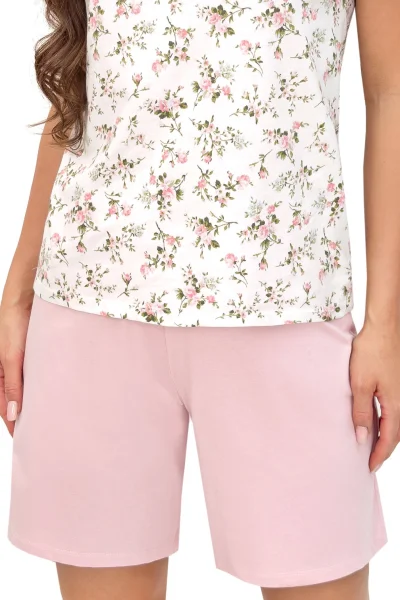 Dámské pyžamo Emilia - bavlna - Ecru-růžová