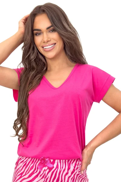 Dámské pyžamo Zebra - bavlna - Fuksiová