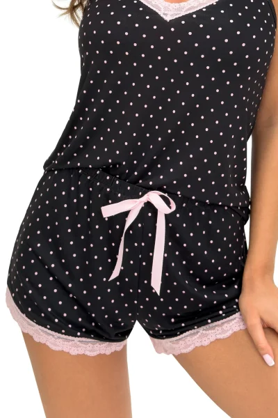 Dámské pyžamo Pati - na ramínkách - Černo-růžová