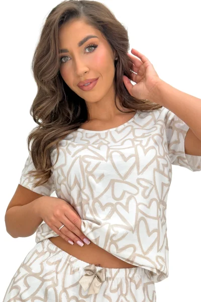 Dámské pyžamo Adore - srdíčka - Béžová