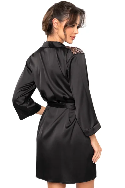 Dámský župan Sabrina - satén - Černá