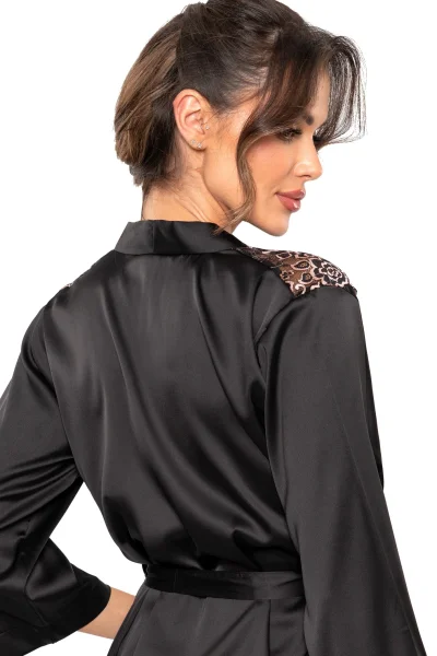 Dámský župan Sabrina - satén - Černá