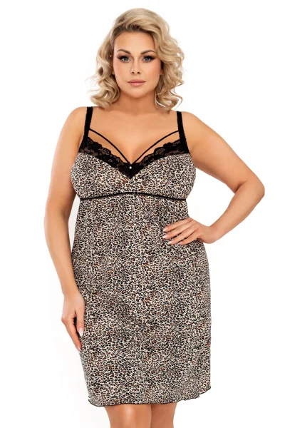 Noční košilka Omari II - plus size až do 6XL - Hnědá