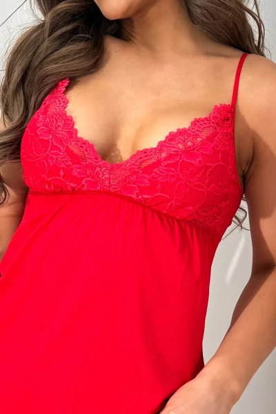 Noční košilka Ola - viskóza - Červená