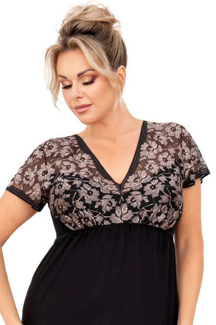 Noční košilka Violetta Maxi - viskóza - Černá
