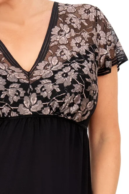 Noční košilka Violetta Maxi - viskóza - Černá