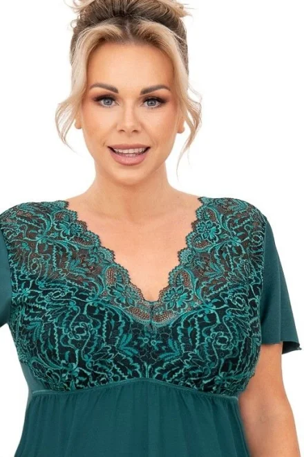 Noční košilka pro plnější tvary Melanie - Tmavě zelená
