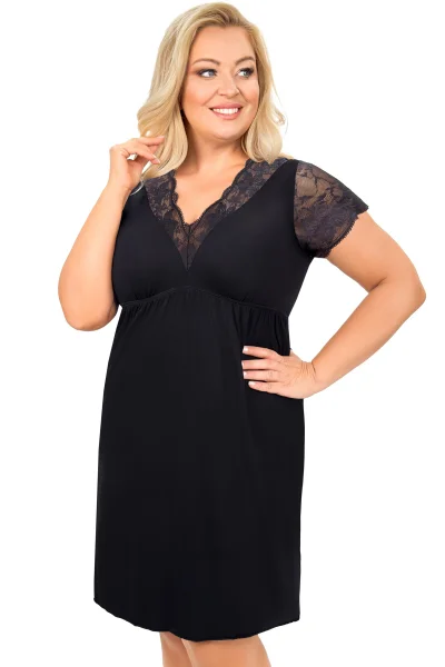 Noční košilka Sonia - plus size až do 6XL - Černá
