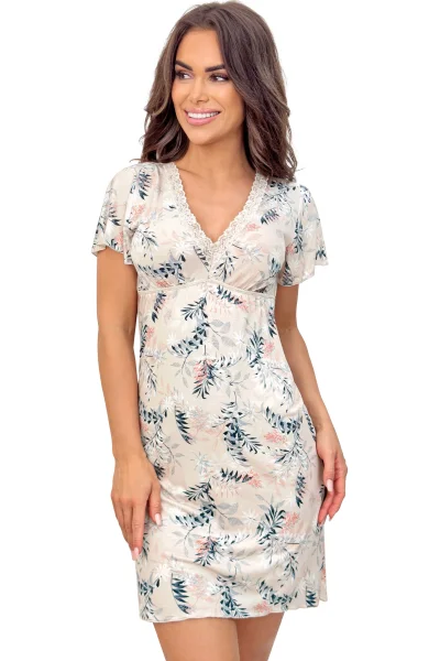 Noční košilka Goya - viskóza - Béžovo-modrá