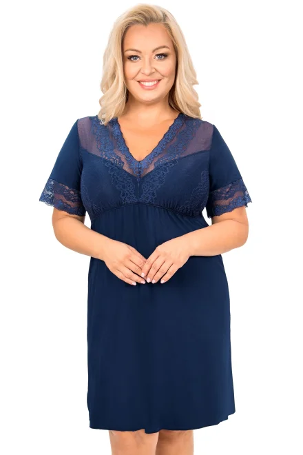 Noční košilka Linda - plus size až do 6XL - Tmavě modrá