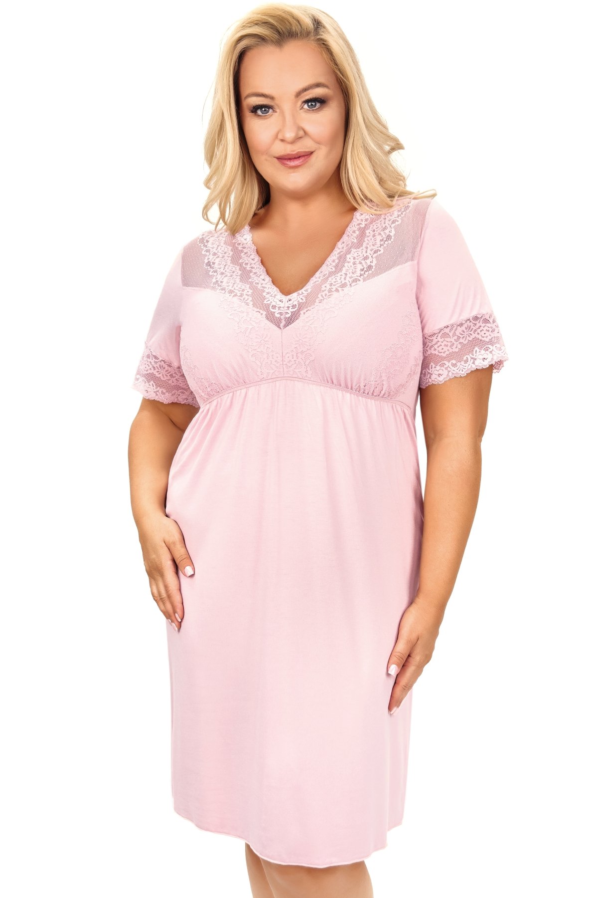 Noční košilka Donna Linda - plus size až do 6XL Pudrově růžová 6XL(52)