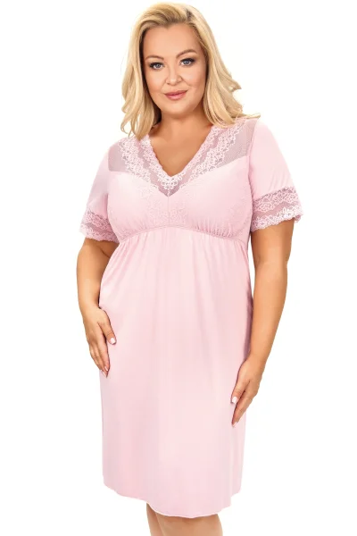 Noční košilka Linda - plus size až do 6XL - Pudrově růžová