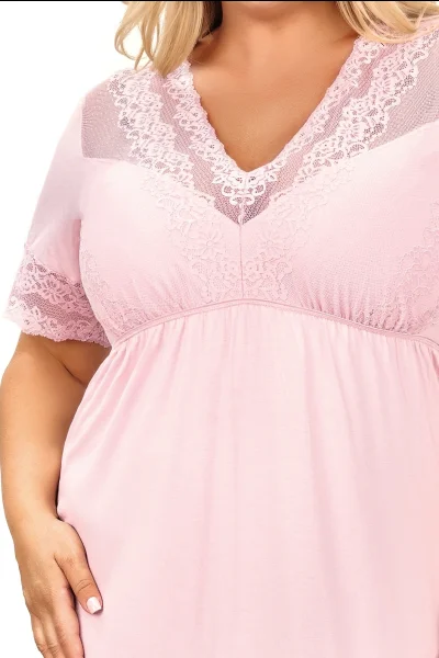 Noční košilka Linda - plus size až do 6XL - Pudrově růžová