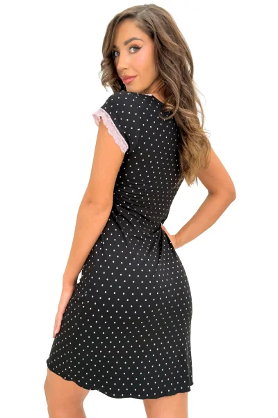 Noční košilka Pati - viskóza - Černo-růžová