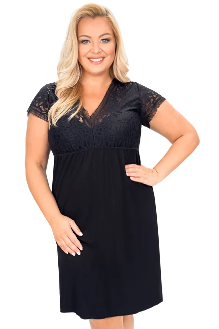 Noční košilka Silvana - plus size až do velikosti 6XL - Černá