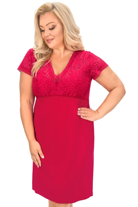 Noční košilka Silvana - plus size až do velikosti 6XL - Malinově červená