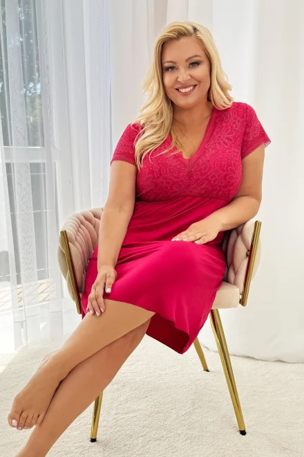 Noční košilka Silvana - plus size až do velikosti 6XL - Malinově červená