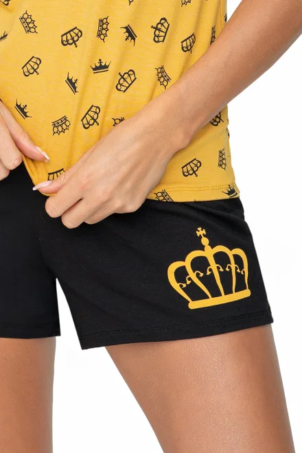 Dámské pyžamo Queen SS - Tmavě žlutá