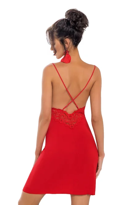 Noční košilka Lily Red push-up - Červená