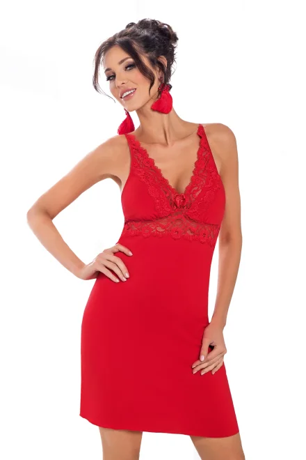 Noční košilka Lily Red push-up - Červená