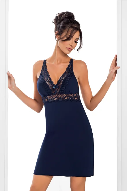 Noční košilka Lily Dark blue push-up - Tmavě modrá