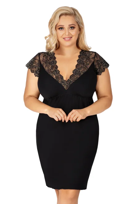 Noční košilka Sharon Maxi Black - Černá