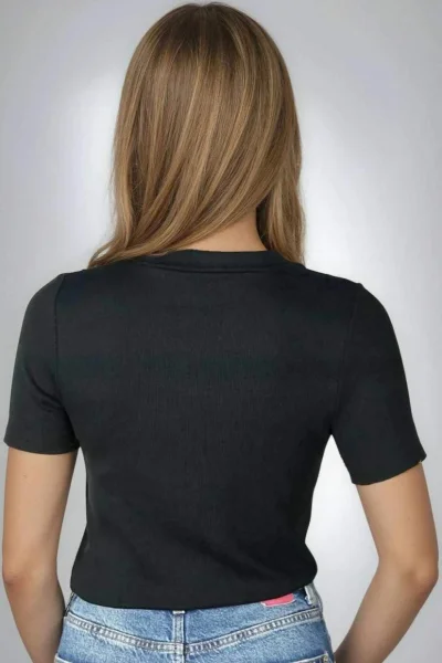 Tričko Gessa - žebrované - Černá