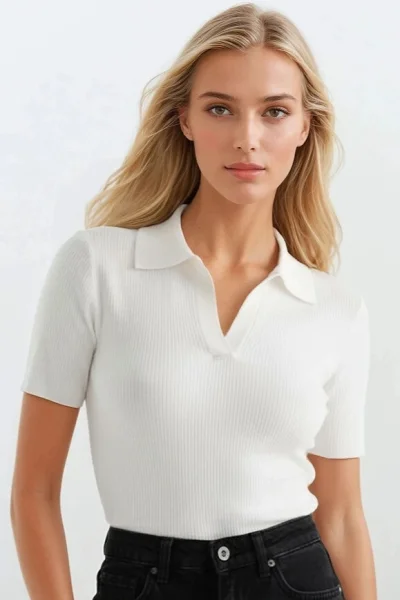 Tričko Gessa - žebrované - Bílá