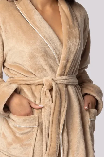 Dámský župan Comfy - měkký flís s flanelovou strukturou - Béžová