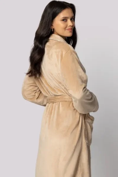 Dámský župan Comfy - měkký flís s flanelovou strukturou - Béžová