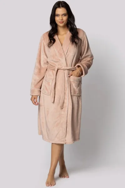 Dámský župan Comfy - měkký flís s flanelovou strukturou - Starorůžová