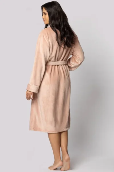 Dámský župan Comfy - měkký flís s flanelovou strukturou - Starorůžová