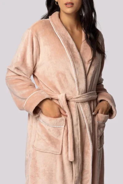 Dámský župan Comfy - měkký flís s flanelovou strukturou - Starorůžová