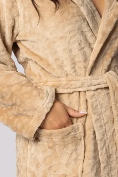 Fleecový dámský župan Leopard - až do 5XL - Béžová