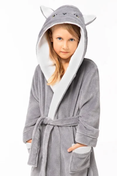 Dětský župan Kitten - Šedá