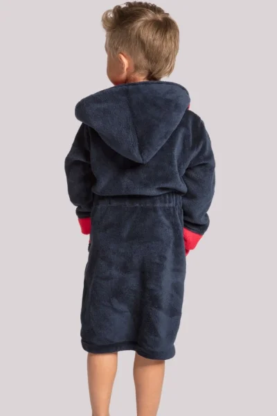 Dětský župan Delfino - s kapucí - Červeno-tmavěmodrá