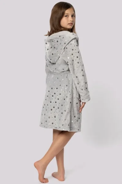 Fleecový dívčí župan Star - Šedá