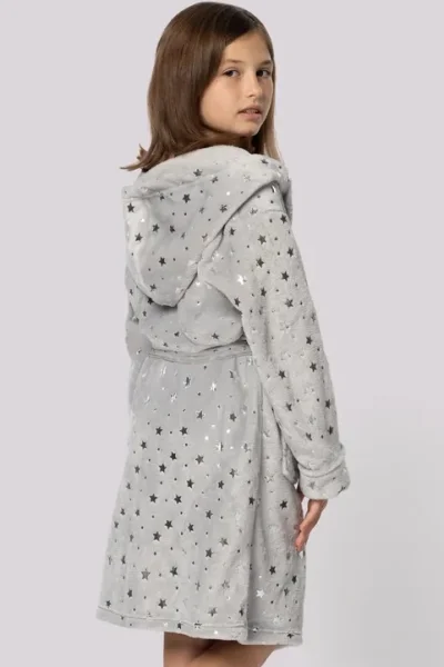 Fleecový dívčí župan Star - Šedá