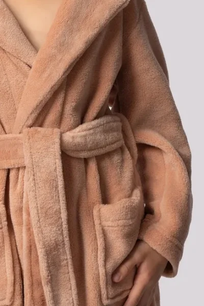 Dětský fleecový župan Bear - s ušima - Starorůžová