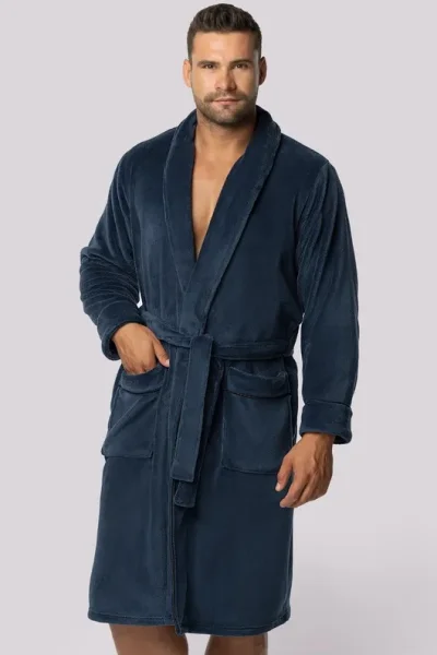 Fleecový pánský župan Elegent - Tmavě modrá