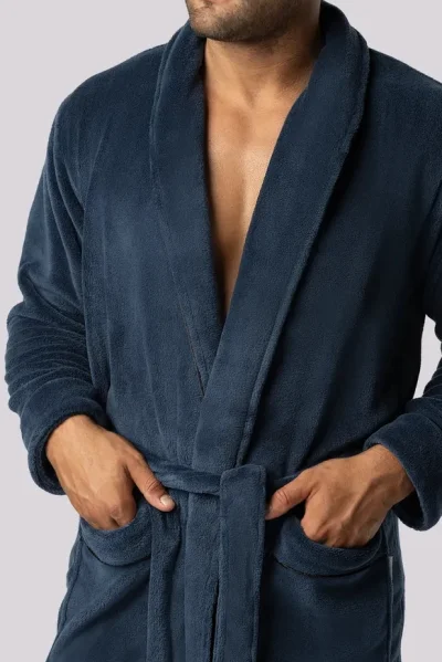 Fleecový pánský župan Elegent - Tmavě modrá