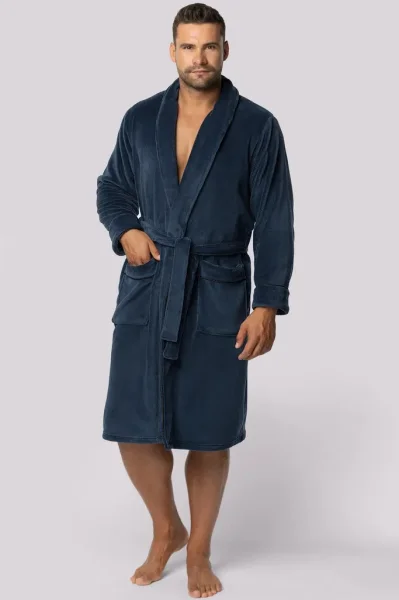 Fleecový pánský župan Elegent - Tmavě modrá